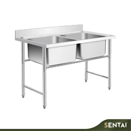 SECCO COMMERCIAL STAINLESS STEEL SINK DOUBLE BOWL