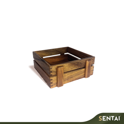 SENI BLACK WALNUT SQUARE SHAPE WOODEN CRATE  - 25x25x10cm
