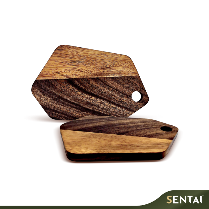 ACACIA WOOD CRYSTAL SHAPE SERVING BOARD (15x24cm)
