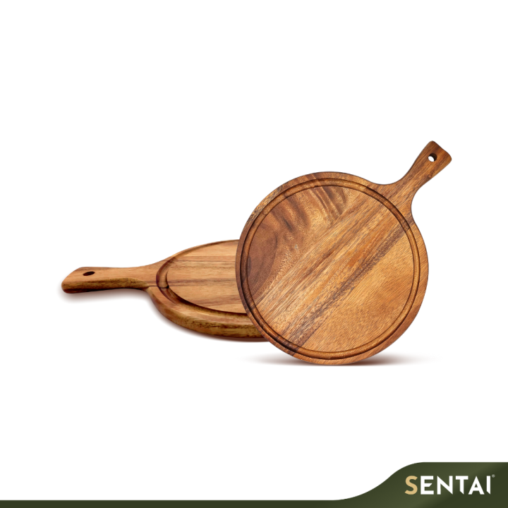 ACACIA WOOD ROUND FOOD SERVING BOARD