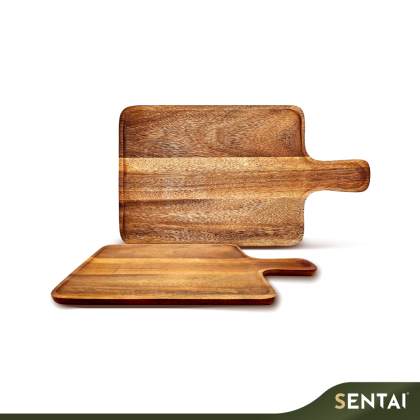 ACACIA WOOD PADDLE TRAY WITH HANDLE