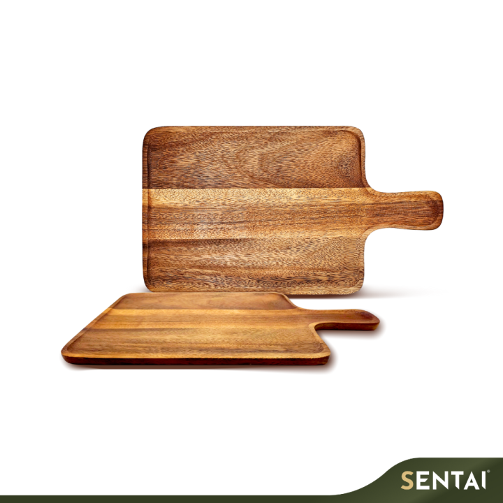ACACIA WOOD PADDLE TRAY WITH HANDLE