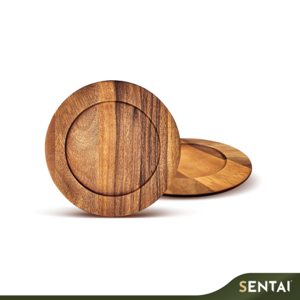 ACACIA WOOD ROUND RIM PLATE