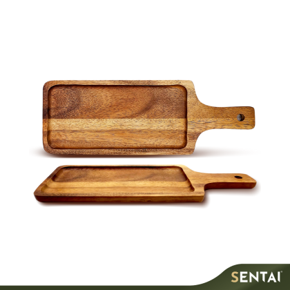 ACACIA WOOD TRAY WITH HANDLE (36x13cm)