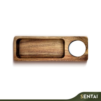 ACACIA WOOD SERVING TRAY WITH SAUCER