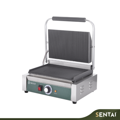 SECCO ELECTRIC PANINI SINGLE CONTACT GRILLS, RIBBED TOP AND BOTTOM