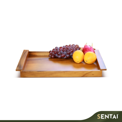SENI PREMIUM ACACIA WOOD RECTANGULAR TRAY WITH FLAT HANDLE NT117