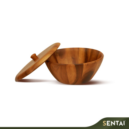 SENI PREMIUM ACACIA WOOD BOWL WITH COVER NT150