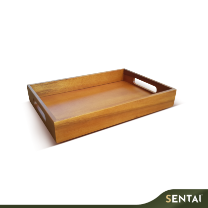 SENI PREMIUM ACACIA WOOD RECTANGULAR TRAY WITH HANDLE NT172
