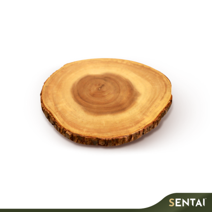 SENI PREMIUM ACACIA WOOD RUSTIC ROUND SERVING BOARD